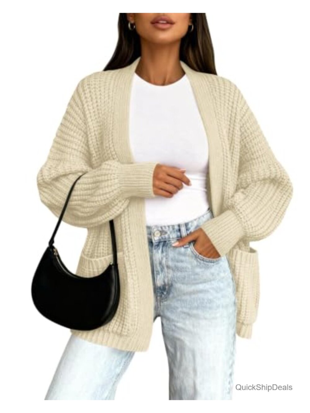 Women's Oversized Slouchy Knit Cardigan with Pockets